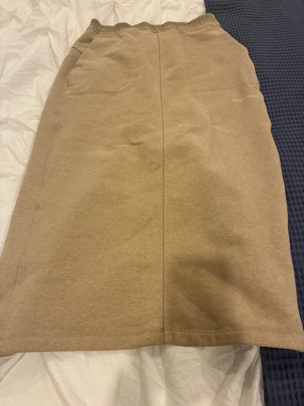 lululemon athletica Beige/Tan Midi Skirt with Elastic Waist